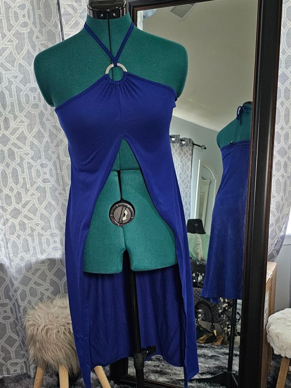 True Rock Royal Blue Halter‑Neck Resort Maxi / Swim Cover‑Up – Size S – NWT